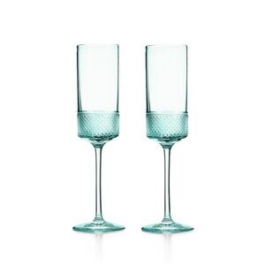 Tiffany & Co diamond point champagne flutes brand new